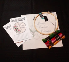Load image into Gallery viewer, happy freakin holiday embroidery kit
