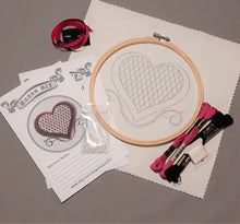 Load image into Gallery viewer, beaded heart embroidery kit
