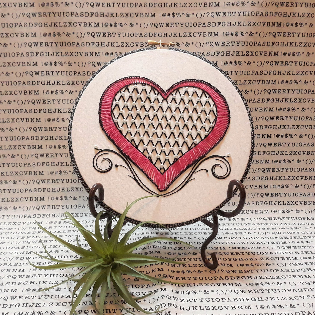 lattice heart embroidery
