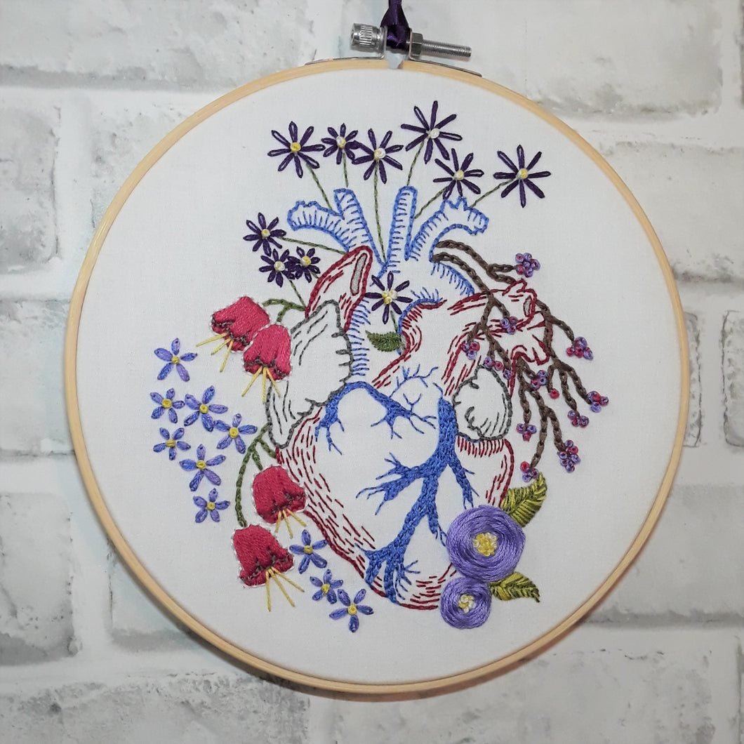 anatomical heart embroidery
