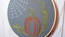 Load image into Gallery viewer, Pumpkin with Web Embroidery Kit 9&quot;
