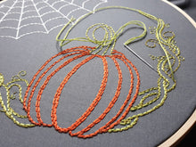 Load image into Gallery viewer, Pumpkin with Web Embroidery Kit 9&quot;
