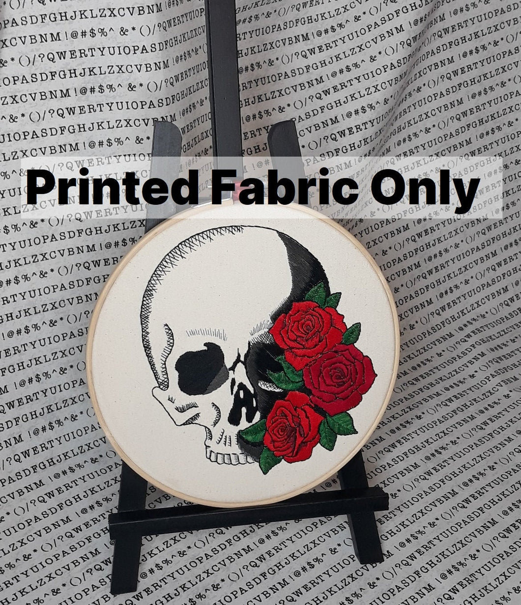 Skull and Roses Printed Embroidery Fabric