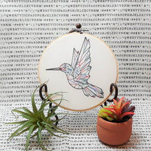 Load image into Gallery viewer, Geometric Humming Bird Embroidery Printed Fabric

