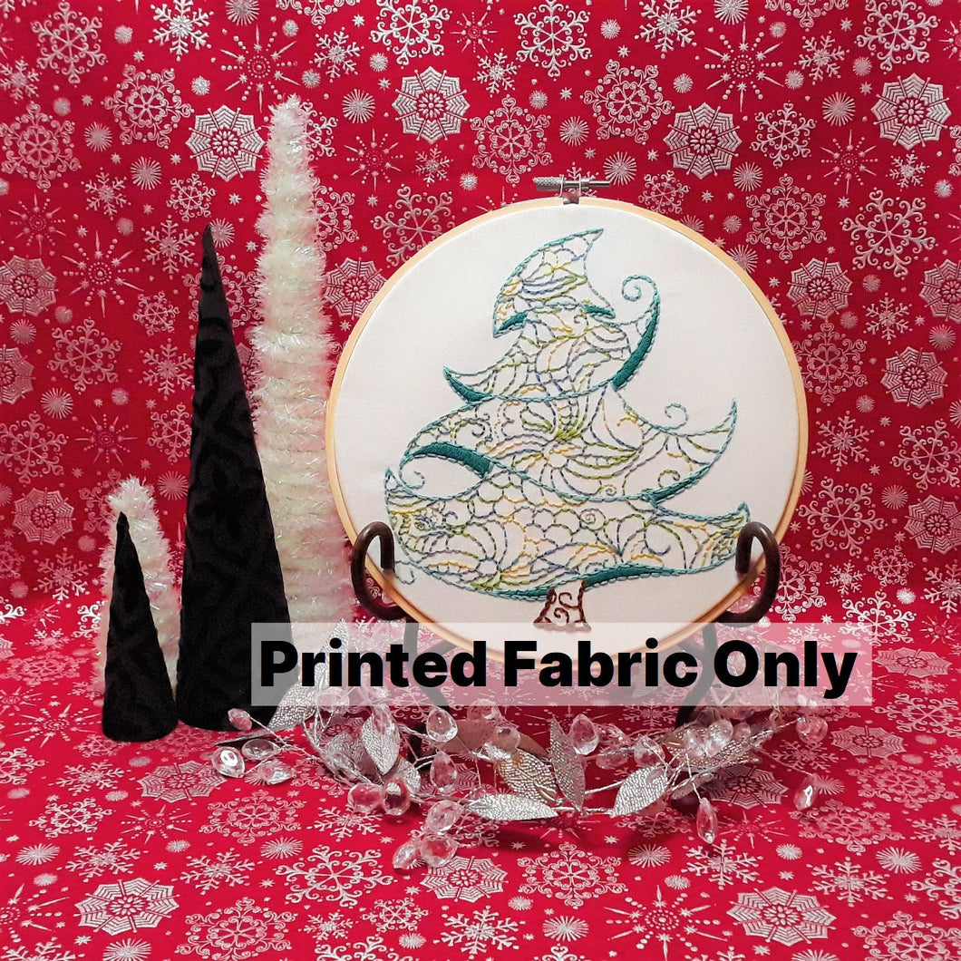 Christmas Tree Printed Embroidery Fabric